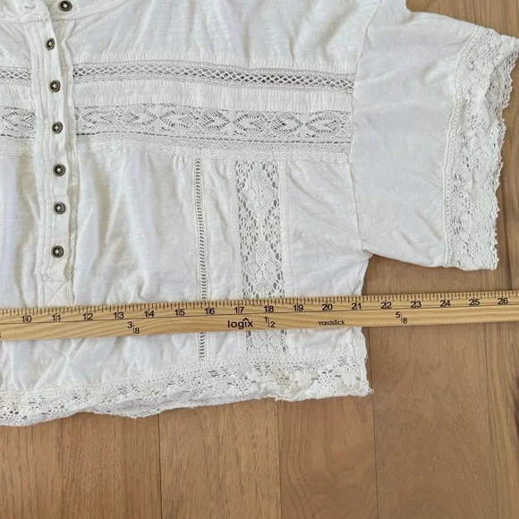 Anthropologie Pilcro White Lace Boxy Top Women M Boho Cottagecore Cotton $98 - Picture 5 of 10